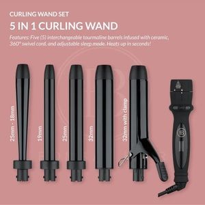 Bombay Hair 5-in-1 Curling Wand. Everything included. Never used.